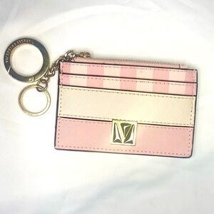 Victoria's Secret V Logo  Pink and Cream Keychain  Card Holder